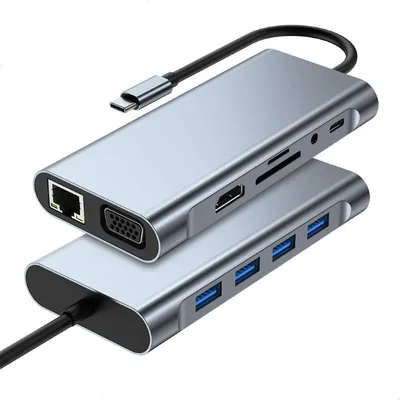 11-in-1 USB-C Hub Multiport Adapter with 4K HDMI, VGA, RJ45 & 87W PD Charging