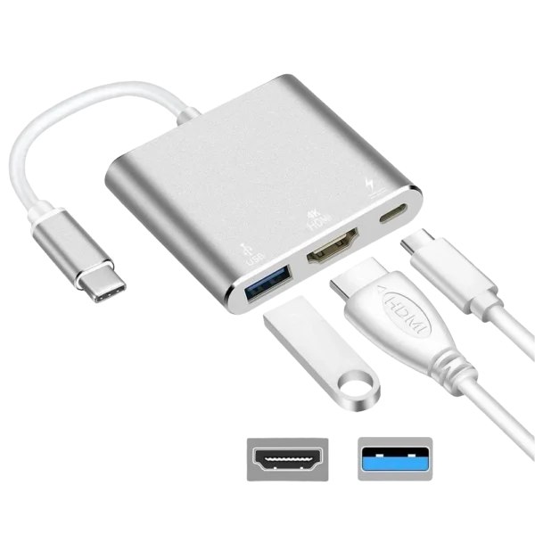 Type C USB 3.1 To USB-C 4K HDMI USB 3.0 Adapter Cable
