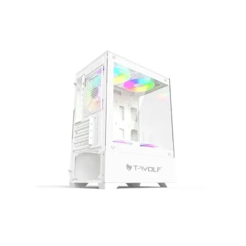 T-WOLF Ice Cooler X5 ARGB M-ATX Mid Tower Gaming Casing White