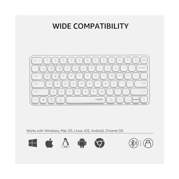 Rapoo E9050L White Dual Mode Ultra-Slim Wireless Keyboard